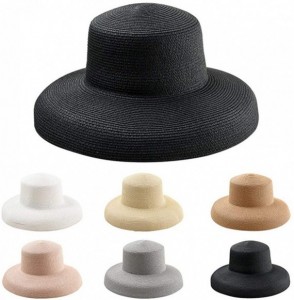Sun Hats Women Beach Hat Summer Wide Brim Beach Sun Straw Hats Panama Fedora Cap Sun Protection - White - CX18U50GW8E