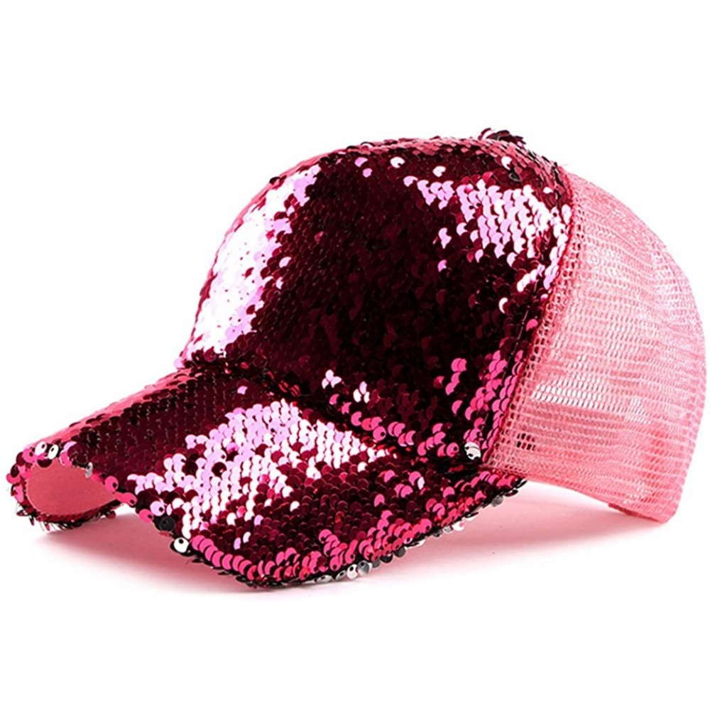 Baseball Caps Sequin Hat Magic - Reversible Adjustable Baseball Hat Cap - Hot Pink - C418G7CWL6Q
