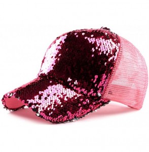 Baseball Caps Sequin Hat Magic - Reversible Adjustable Baseball Hat Cap - Hot Pink - C418G7CWL6Q