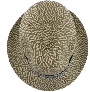 Fedoras Silver Fever Patterned and Banded Fedora Hat - Khaki - CW12BWNO9NJ