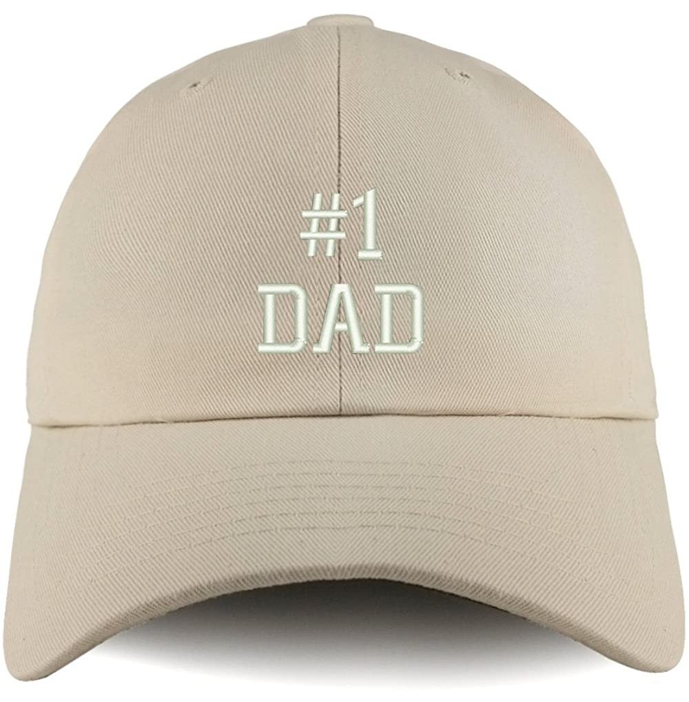 Baseball Caps Number 1 Dad Embroidered Low Profile Soft Cotton Dad Hat Cap - Beige - C918D57GE3M