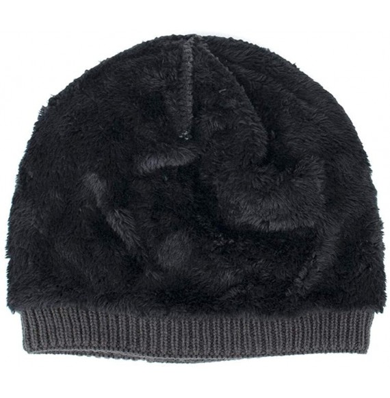 Skullies & Beanies Beanie Hat for Men Women Winter Warm Knit Slouchy Thick Skull Cap Casual Down Headgear Earmuffs Hat - C818...