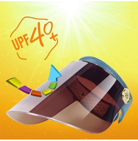 Visors Women Anti-UV Visor Hat UPF40+ Solar Sun Protection Headband Summer Cap - Blue - CT18SA55IWO