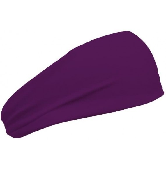 Headbands Womens 3 Inch Flatback Moisture Wicking Workout Sweatband - Eggplant - C012ITCC0JV
