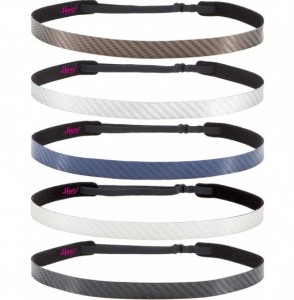 Headbands Women's Adjustable NO Slip Skinny Tech Sport Headband Multi Packs - Black/White/Navy/Silver/Brown 5pk - CU185AXDYH7