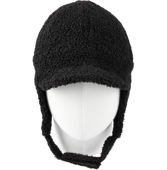 Baseball Caps Visor Ear Flap Hat Winter Fleece Warm Trapper Cap SLT1249 - Black - C31935QKT3R