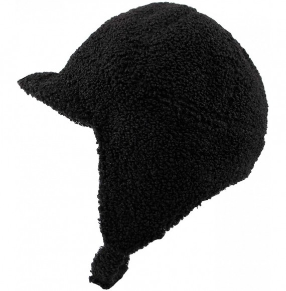 Baseball Caps Visor Ear Flap Hat Winter Fleece Warm Trapper Cap SLT1249 - Black - C31935QKT3R