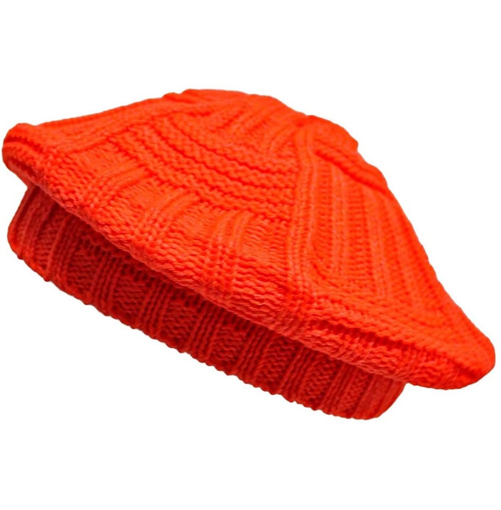 Berets Slouchy Knit Ivy Beret Hat - Orange - CI11GQUW47R
