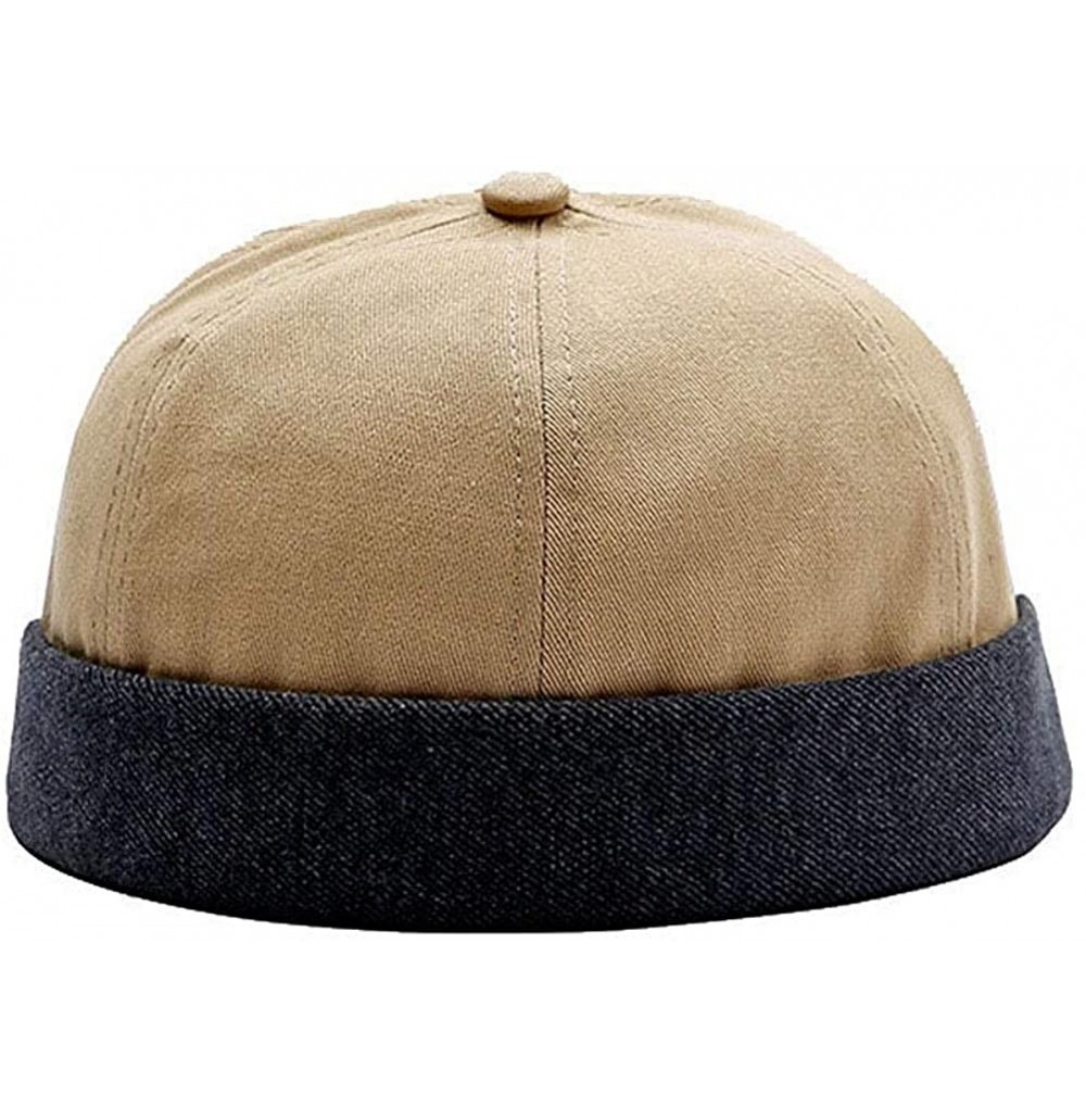 Skullies & Beanies Unisex Cotton Brimless Beanie Hat Adjustable Trendy Skull Cap Sailor Cap - Beige - C5194L7D6KC