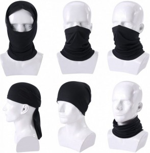 Balaclavas Face Cover Scarf - Sun Protection Neck Gaiter - Fishing Face Mask - Black + Gray - CG18EWW77A4