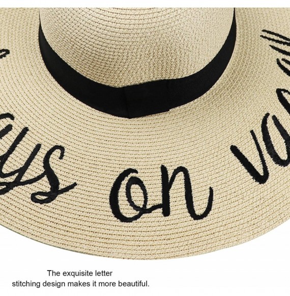 Sun Hats Womens Big Bowknot Straw Hat Floppy Foldable Roll up Beach Cap Sun Hat UPF 50+ - Ae Always on Vacay - Beige - CM1947...