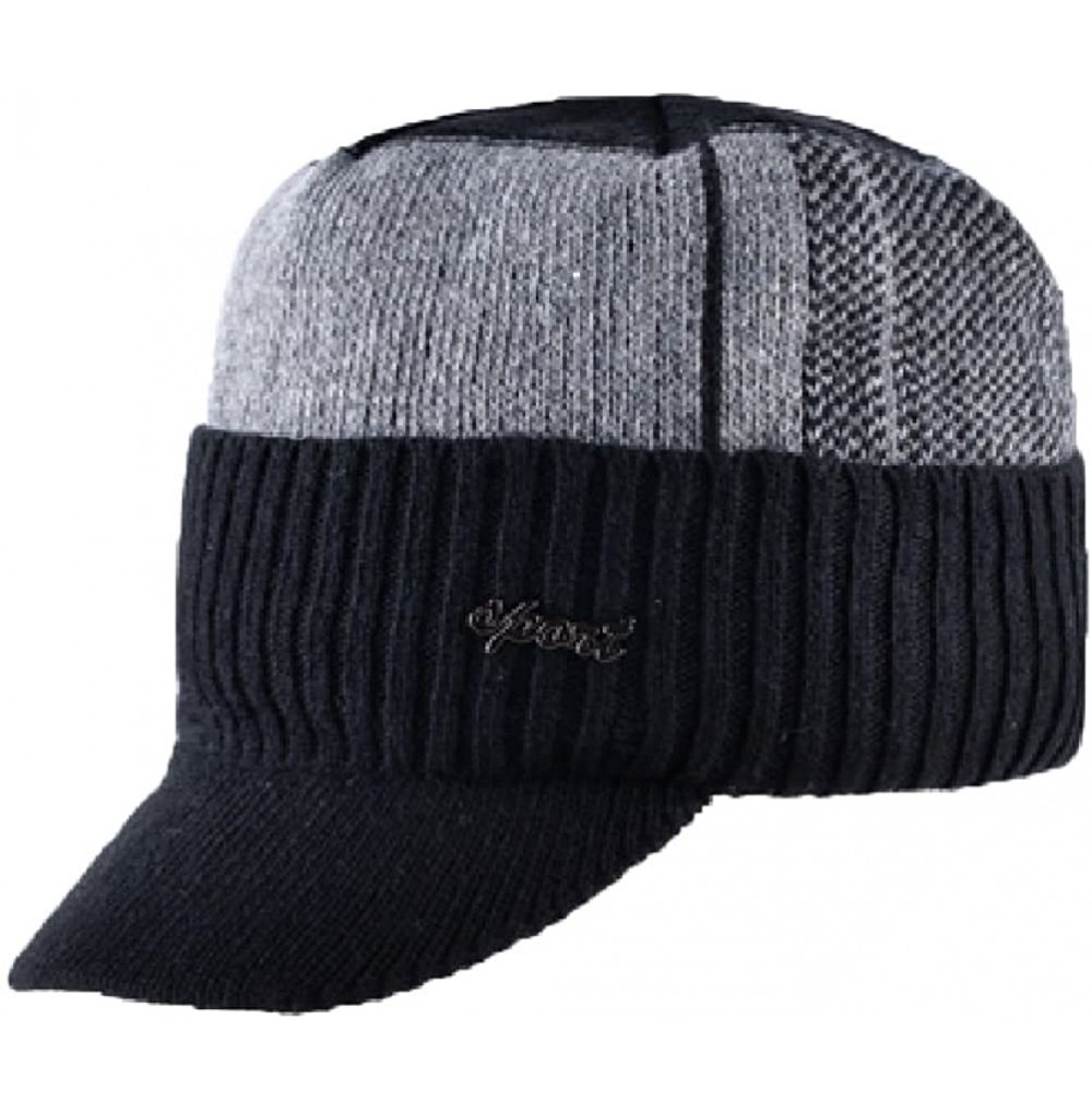 Baseball Caps Winter Military Hats Bone Baseball Knitted Wool Caps Warm Gorros Scarf Set - Black - CS1878M0MN2