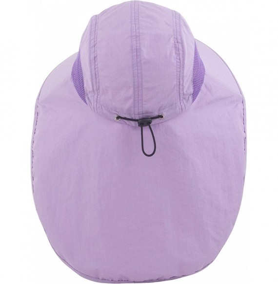 Sun Hats Kids Girls Boys Sun Hat Wide Brim UPF50+ Mesh Hats with Neck Flap - Purple - C9194TH97ZC