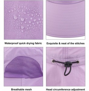 Sun Hats Kids Girls Boys Sun Hat Wide Brim UPF50+ Mesh Hats with Neck Flap - Purple - C9194TH97ZC