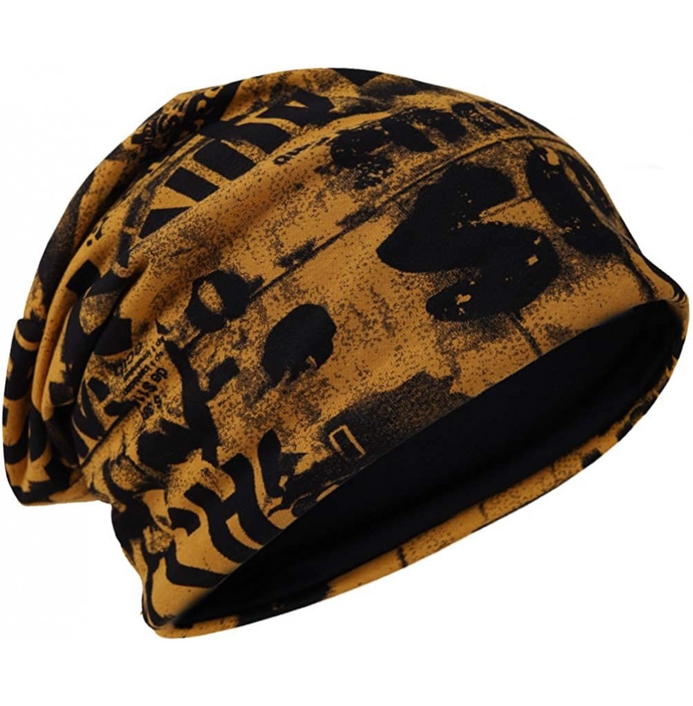 Skullies & Beanies Men's Thin Baggy Slouchy Beanie Skull Hat Hip-hop Winter Summer Hat - B411-yellow - CZ18XEQ4MCY
