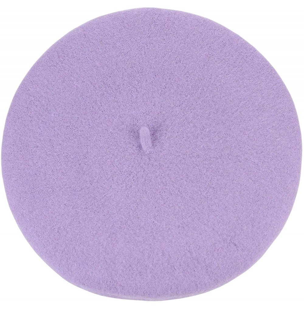 Berets French Style Lightweight Casual Classic Solid Color Wool Beret - Lavender - CS11NIY74YH