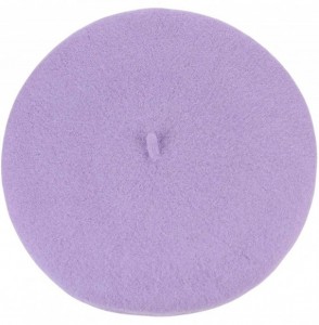 Berets French Style Lightweight Casual Classic Solid Color Wool Beret - Lavender - CS11NIY74YH