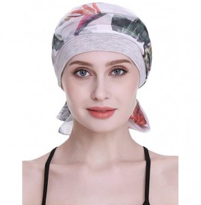 Berets Elegant Chemo Cap With Silky Scarfs For Cancer Women Hair Loss Sleep Beanie - Light Health Grey - C318LXAUYL9