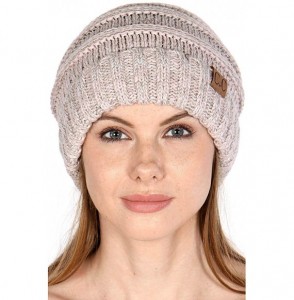 Skullies & Beanies Beanies for Women - Slouchy Knit Beanie hat for Women- Soft Warm Cable Winter Chunky Hats - Tricolor - Ros...