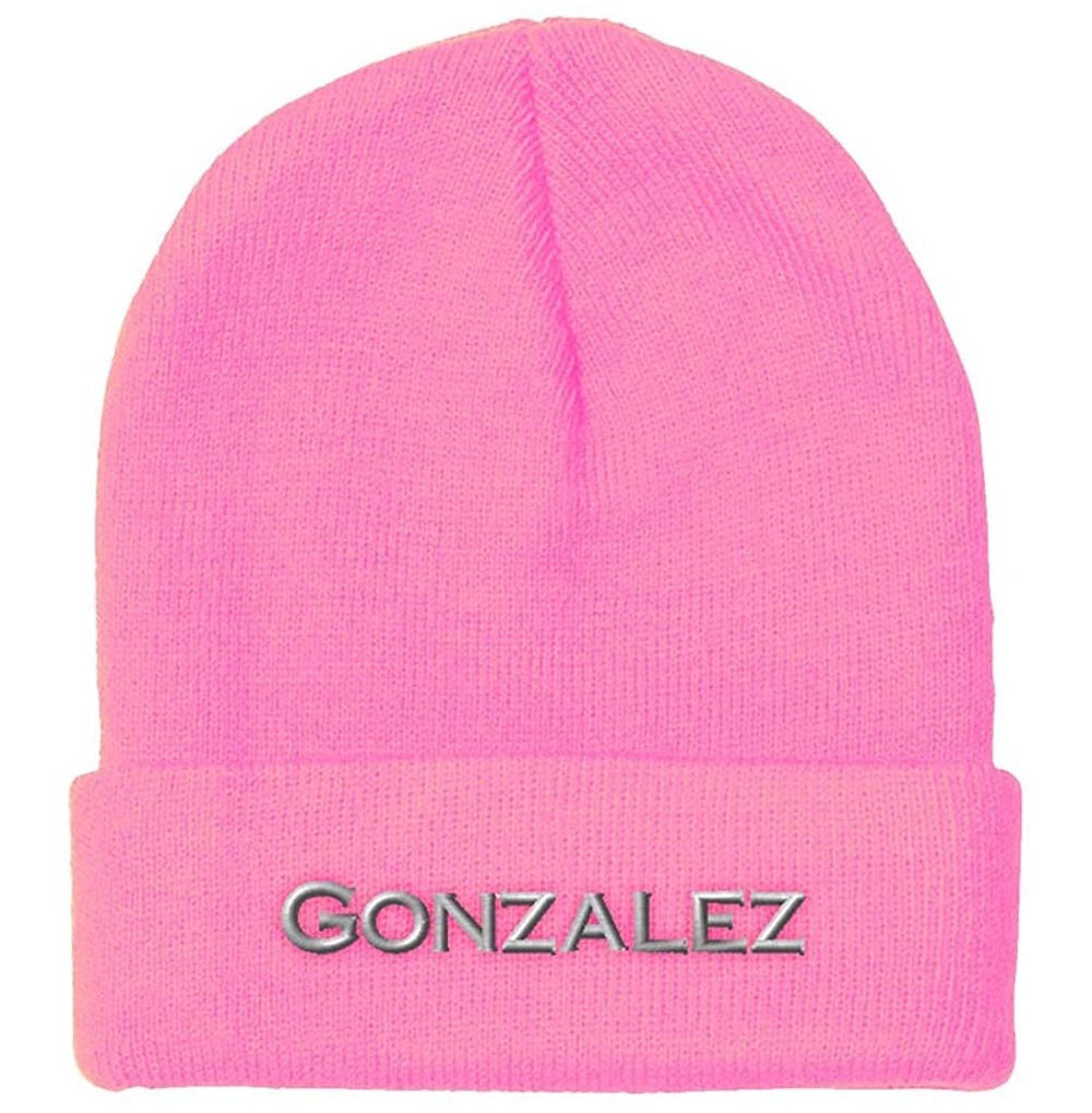 Skullies & Beanies Custom Beanie for Men & Women Gonzalez Last Name Spanish Embroidery Acrylic - Soft Pink - C918ZX2KXSD