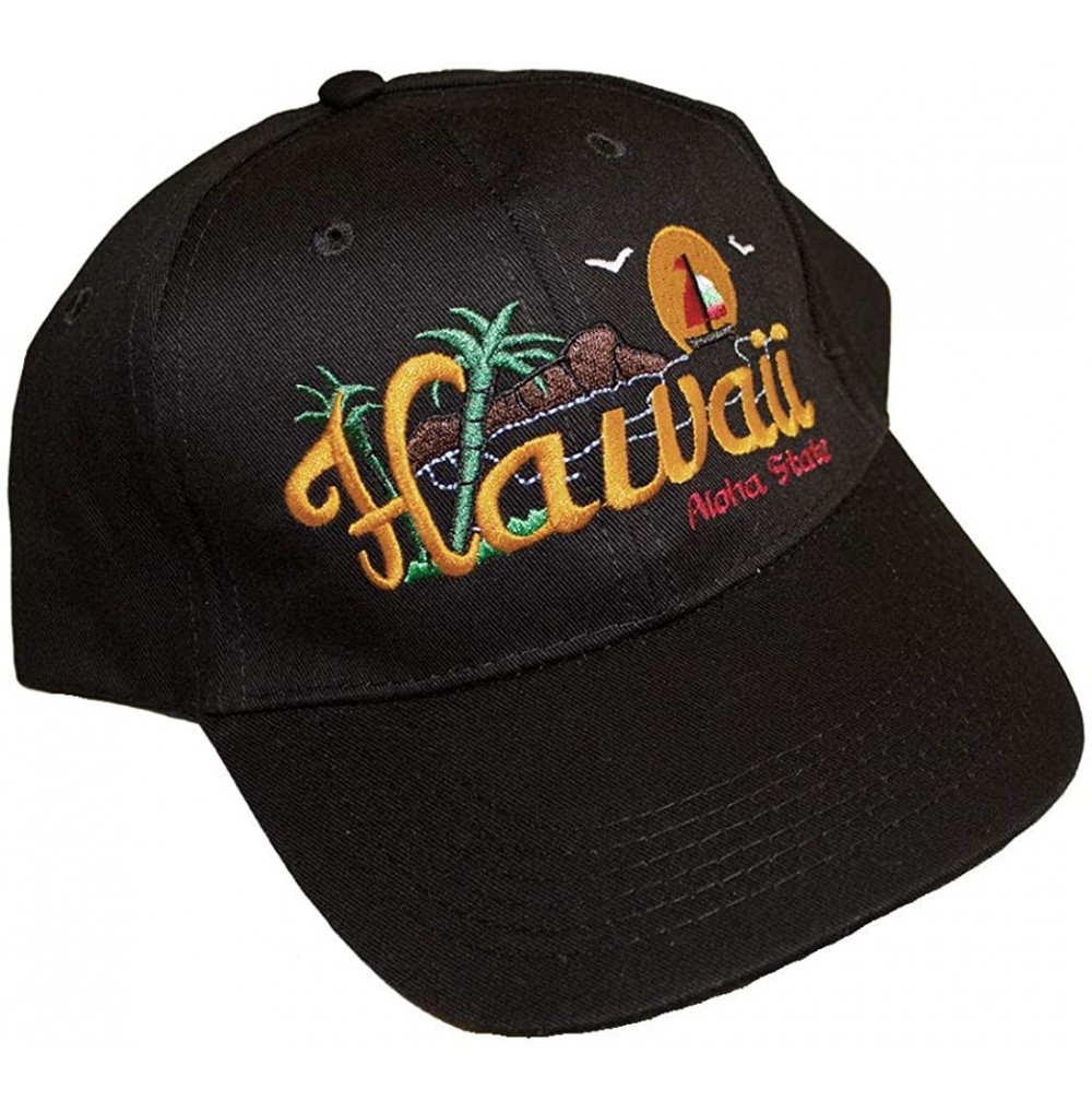 Baseball Caps Embroidered Hawaii Aloha State Diamond Head Cap Hats - Black - C018AKGTG96