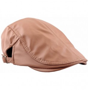 Newsboy Caps Flat Caps for Men- Beret Leather Hat Cabbie Gatsby Newsboy Cap Ivy Irish Hats - Light Brown - CE189IGN4MI