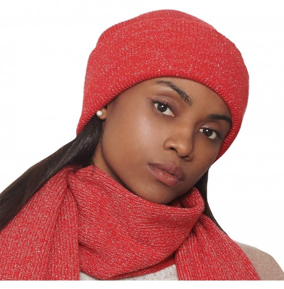 Skullies & Beanies Women's Australian Merino Wool Knit Cuffed Solid Beanie Hat Warm Winter Skull Caps Headwear - Red - CC18HY...