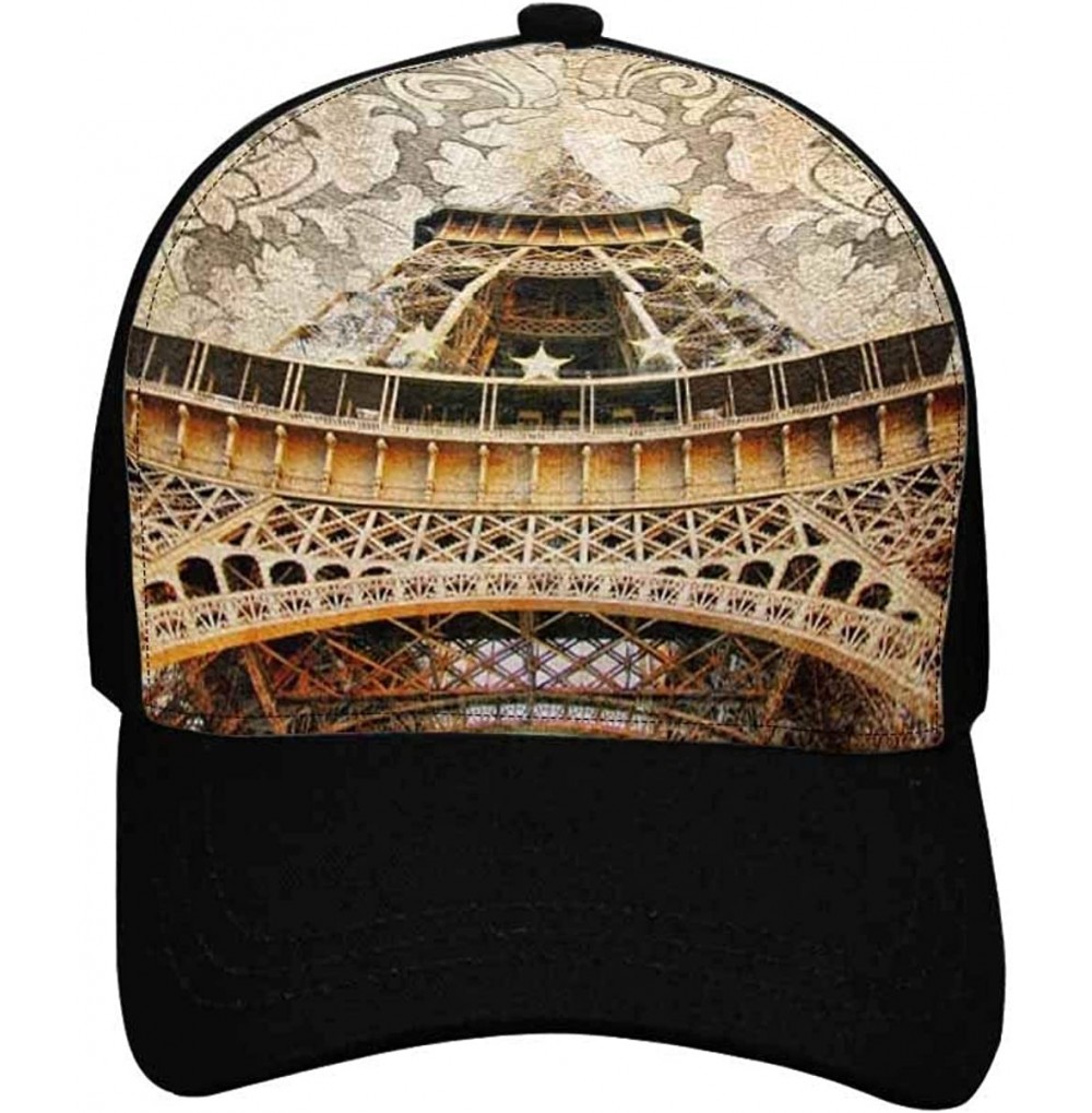 Baseball Caps France Paris Eiffel Tower Adjustable Unisex Men Women Baseball Caps Classic Dad Hats- Black - Design 8 - C218QL...