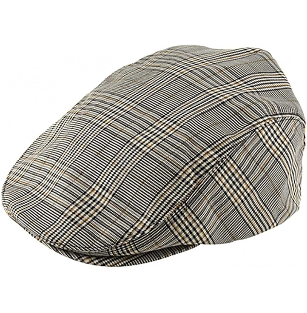 Newsboy Caps Plaid Fashion Ivy Cap - Khaki - C711056DDSR