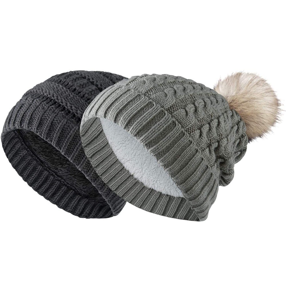 Skullies & Beanies 2 Pack Winter Hats for Women Slouchy Beanie for Women Beanie Hats - 001-womens Hats - CO18UOQ78MT