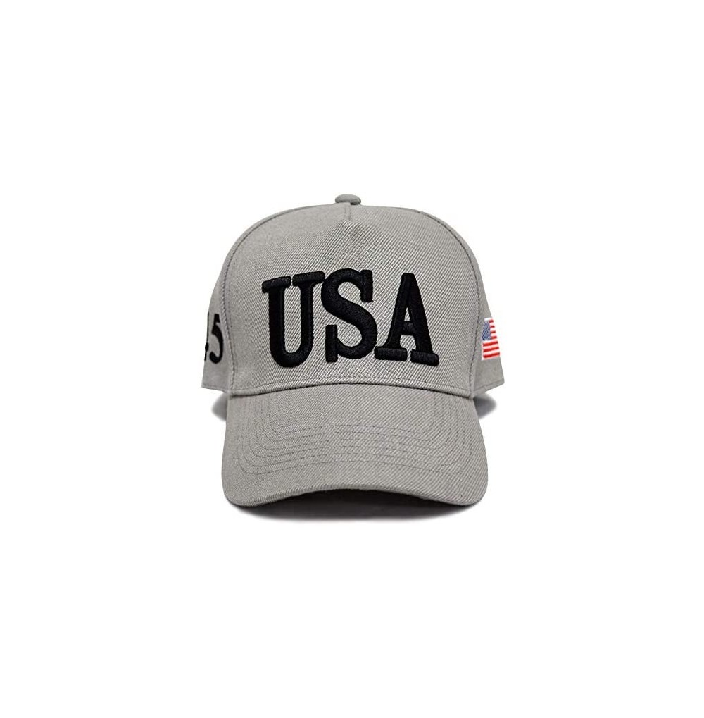 Baseball Caps Make America Great Again Donald Trump Slogan with USA Flag Cap Adjustable Baseball Hat - Grey Usa 45 - C218OQACCDN