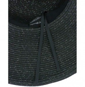 Sun Hats Classic Semi-Floppy Brim Metallic Band Metallic Thread Straw Sun Hat - Black - C118T3OS303