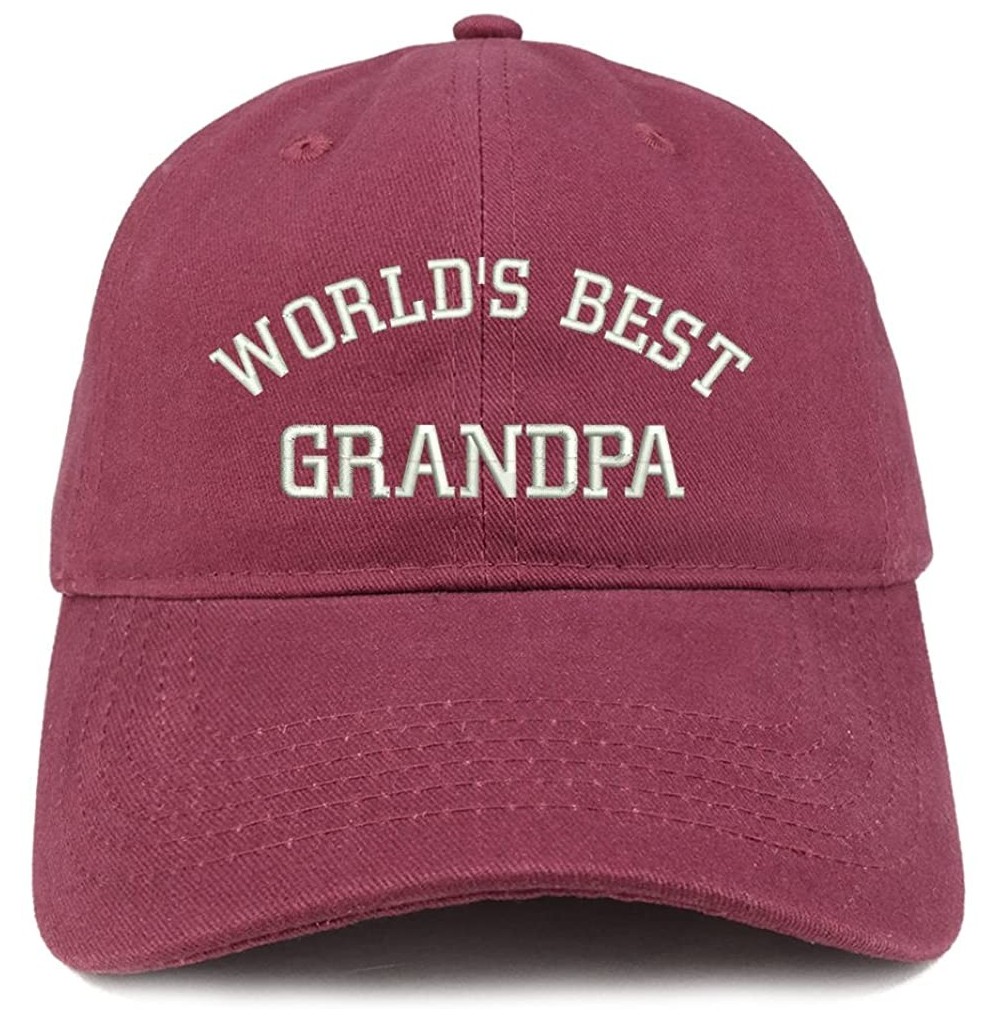 Baseball Caps World's Best Grandpa Embroidered Brushed Cotton Cap - Maroon - CH18CS2Y3MA