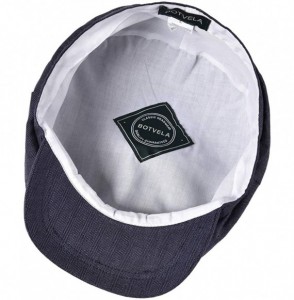 Newsboy Caps Men's Linen Newsboy Cap Herringbone Breathable Summer Hat - Navy - CX1962D64Q4