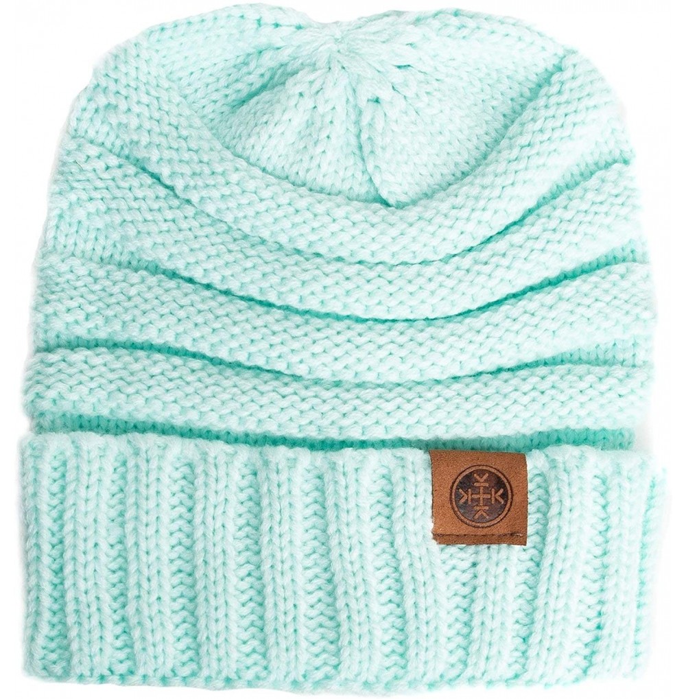 Skullies & Beanies Beanies Knit Hats for Women - Classic Knitted Winter Beanie Birthday Gift for Women - Mint - CZ18NMY9AGL