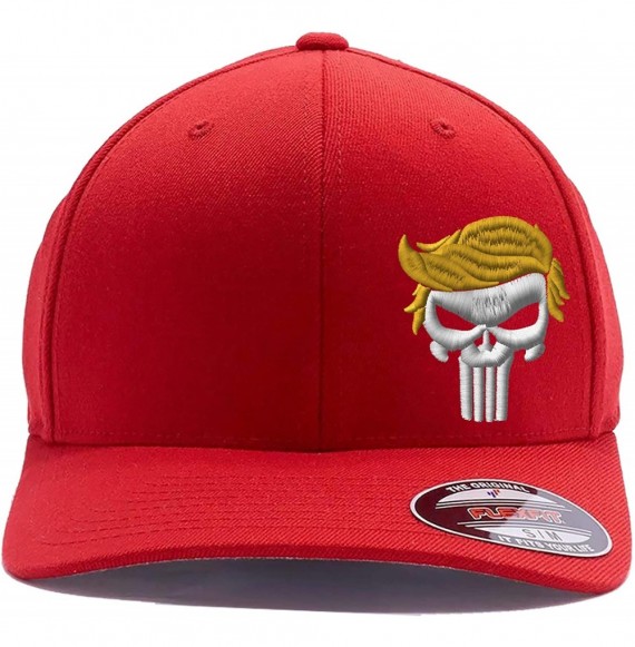 Baseball Caps Custom Embroidered President 2020"Keep Your HAT Great. Punisher Trump 6277 Flexfit Hat. - Red - CM18O83N7KK