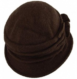 Fedoras Women's Floral Trimmed Wool Blend Cloche Winter Hat - Model a - Coffee - CL1895RDL3O
