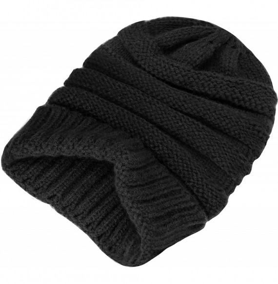Skullies & Beanies Winter Hats for Womens Knit Slouchy Skullies Beanies Ski Caps with Faux Fur Pom Pom Bobble - CY18Y64C5YN