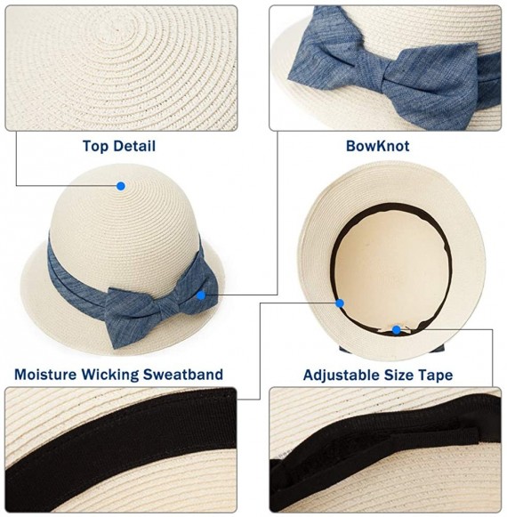 Sun Hats Womens Wide Roll Up Brim Packable Straw Sun Cloche Hat Fedora Summer Beach 55-58cm - Beige_89316 - CT18D2KMA2G
