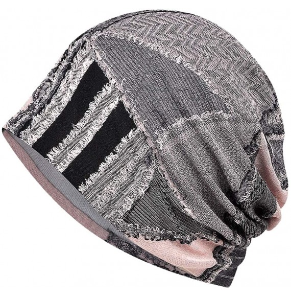 Skullies & Beanies Womens Cotton Beanie Lace Turban Soft Sleep Cap Chemo Hats Fashion Slouchy Hat - 2pack-8 - C3192ZW0G62