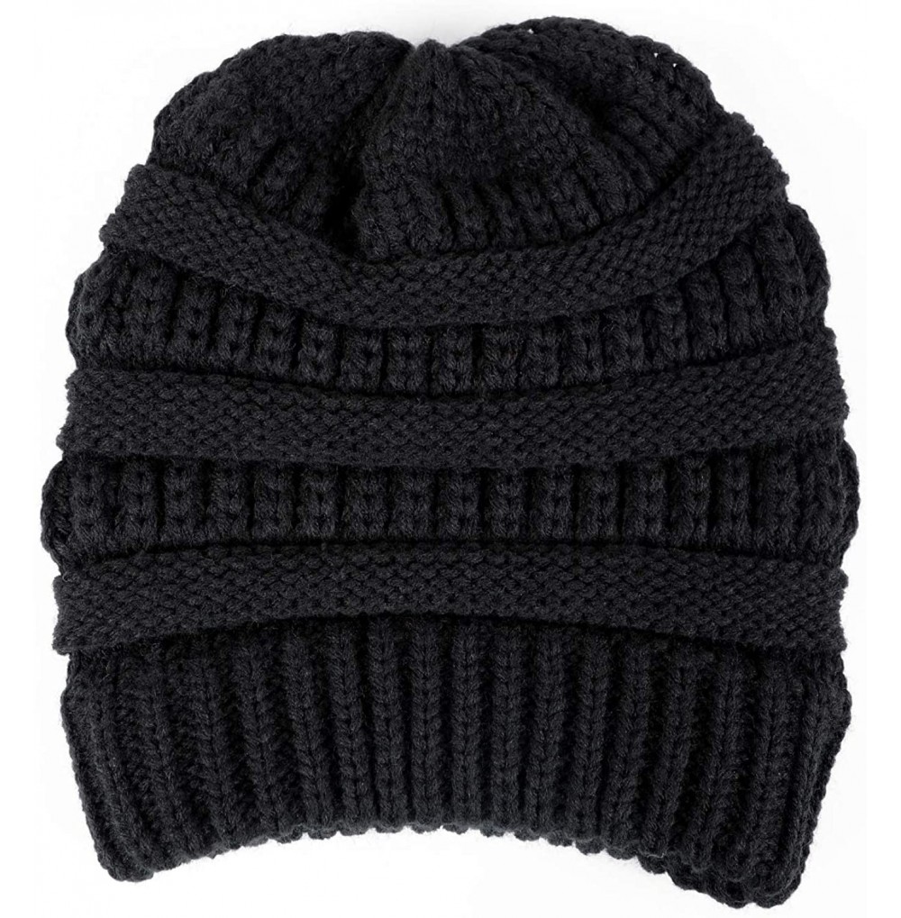 Skullies & Beanies Unisex Trendy Knit Beanie Hat Warm and Soft Skull Ski Cap for Women and Men - 09-black - CM1925Y4GMS