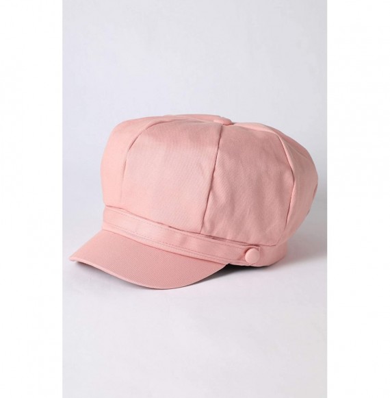 Newsboy Caps Women's Classic Solid Color Cotton Elastic Back Baker Newsboy Cabbie Cap Hat. - Blush - CC1960QON8U
