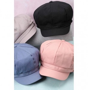 Newsboy Caps Women's Classic Solid Color Cotton Elastic Back Baker Newsboy Cabbie Cap Hat. - Blush - CC1960QON8U