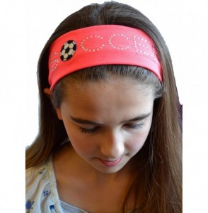 Headbands SOCCER BALL Rhinestone Cotton Stretch Headband for Girls- Teens and Adults Soccer Team Gifts - Turquoise - C011BHA0H51