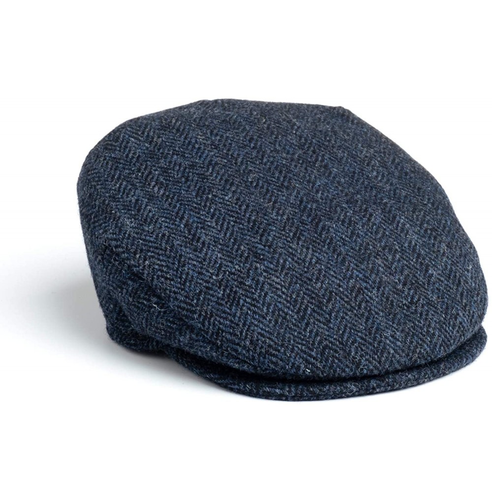 Newsboy Caps Men's Donegal Tweed Vintage Cap - Blue Herringbone - CE12N1L3AEZ