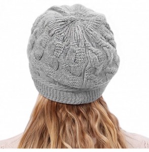 Skullies & Beanies Womens Winter Hat Newsboy Hat with Visor Cable Crochet Beanie Hat - Light Grey-style1 - C418Y7DY68H