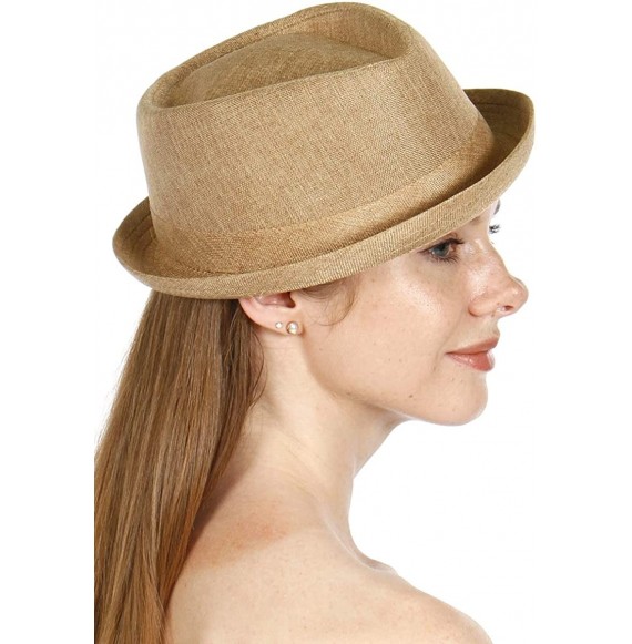 Bucket Hats Straw Bucket Fedora Beach Sun Hats for Women- Sun Protection Panama- Unisex - Sleek Natural - CI18ER60KXY