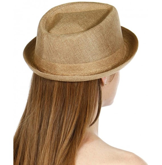 Bucket Hats Straw Bucket Fedora Beach Sun Hats for Women- Sun Protection Panama- Unisex - Sleek Natural - CI18ER60KXY