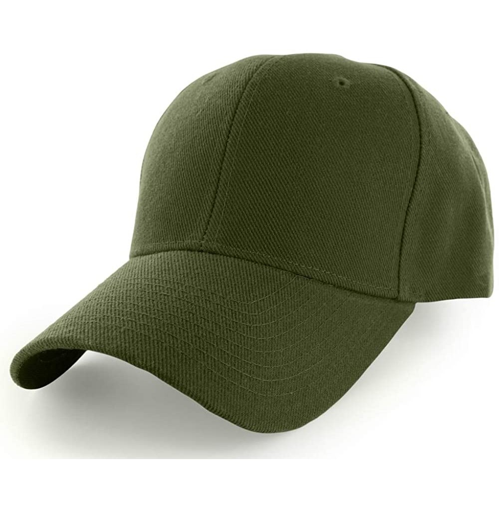Baseball Caps Plain Baseball Cap Adjustable Men Women Unisex - Classic 6-Panel Hat - Outdoor Sports Wear - Olive - CY18HD8LNIC