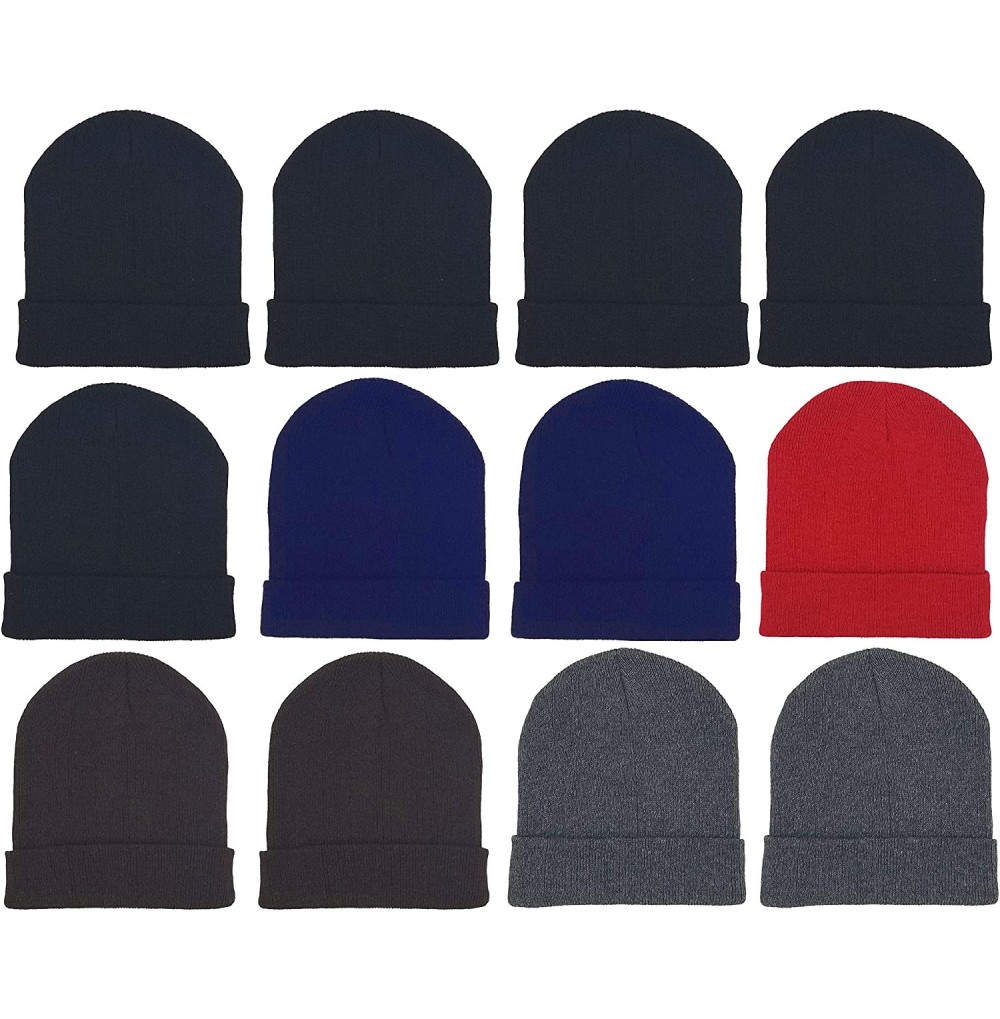 Skullies & Beanies 12 Pack Winter Beanie Hats for Men Women- Warm Cozy Knitted Cuffed Skull Cap- Wholesale - 12 Pack Assorted...